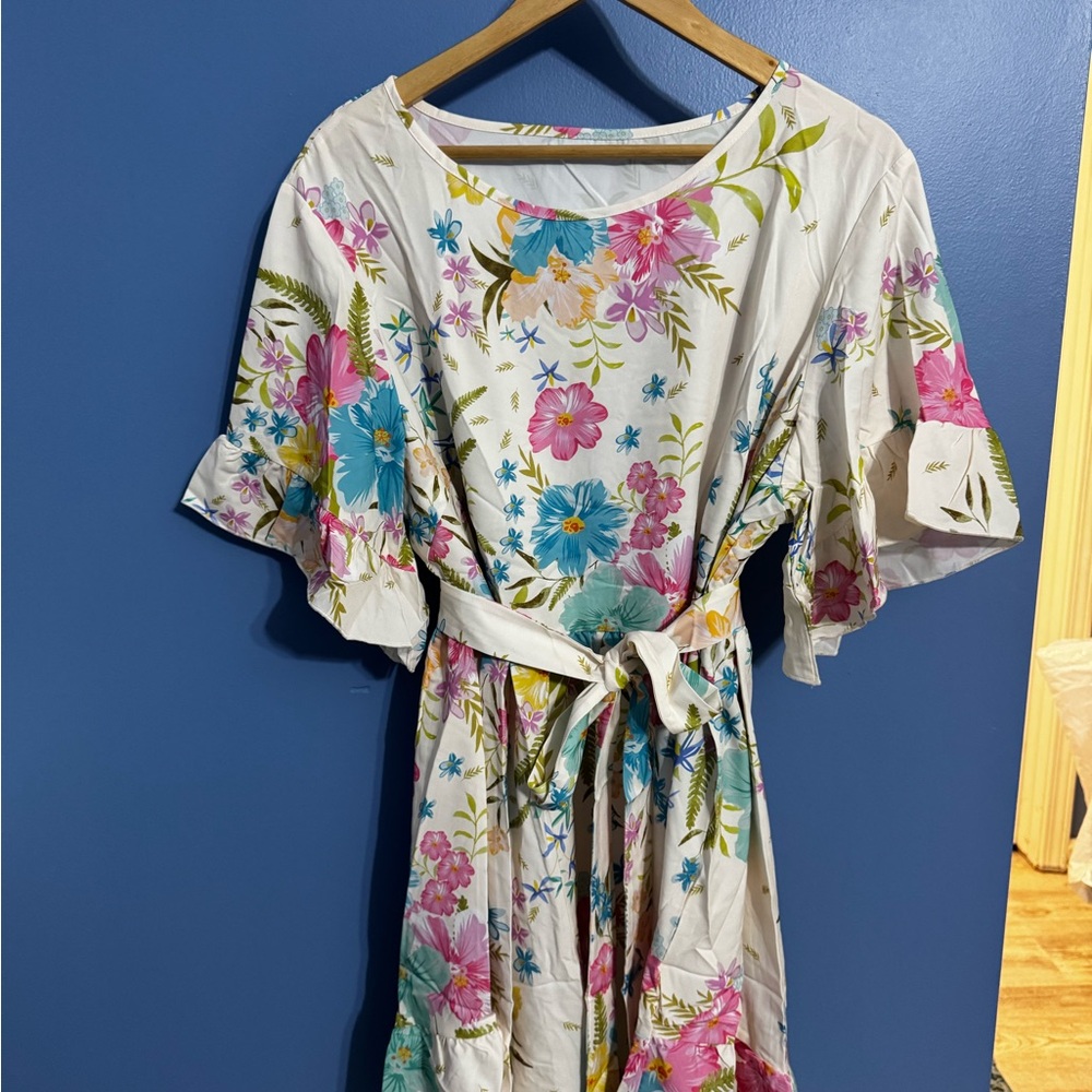 Floral Print Women's Dress - Picture 3 of 7
